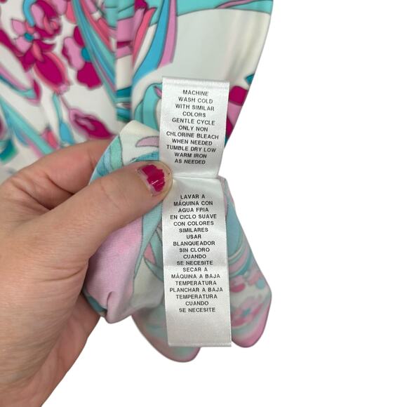 Retro Resort‎ Print Dress Sabrina Blue 2X Floral Swirl Y2K Statement - Picture 7 of 8